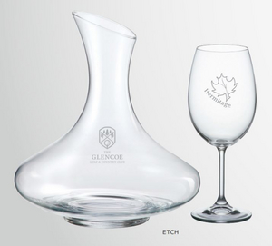 CALIFORNIA CARAFE & 4 Wine Glasses-Set 1 etch*